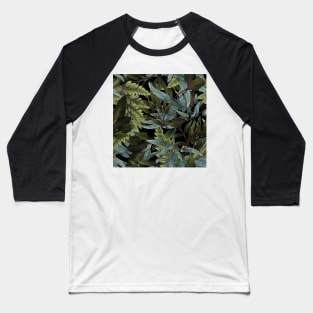 Forest leaves on black Baseball T-Shirt